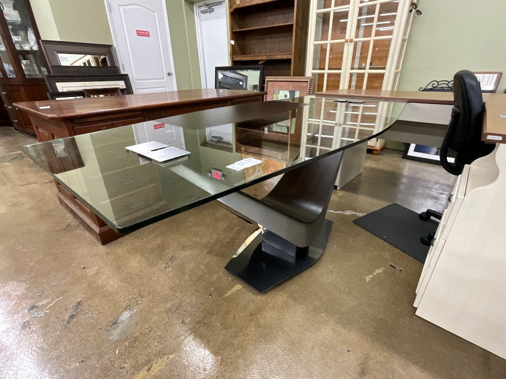 XL Contemporary Glass Top Desk